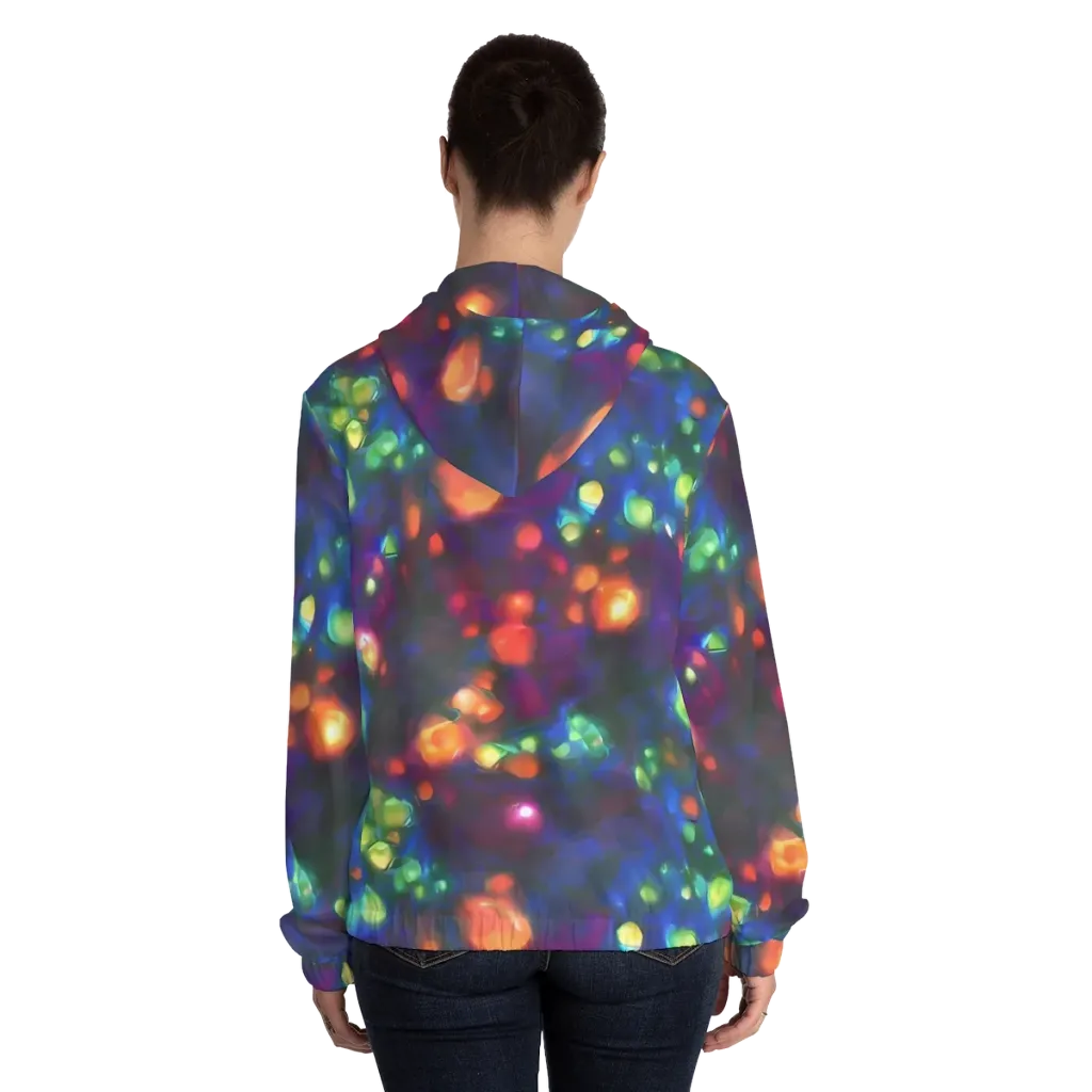 Chromatic Embers on Women's Full-Zip Hoodie — Back On Person