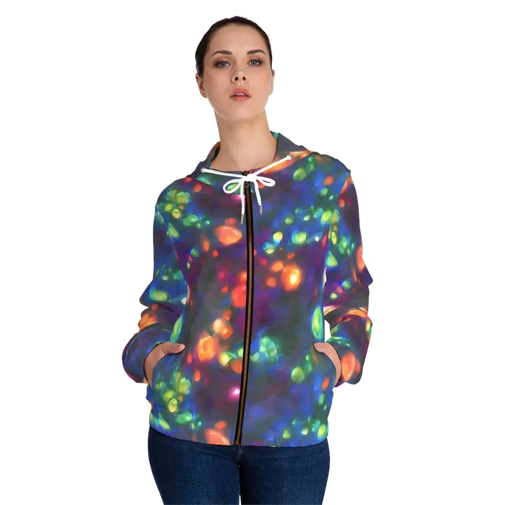 Chromatic Embers on Women's Full-Zip Hoodie — Front On Person