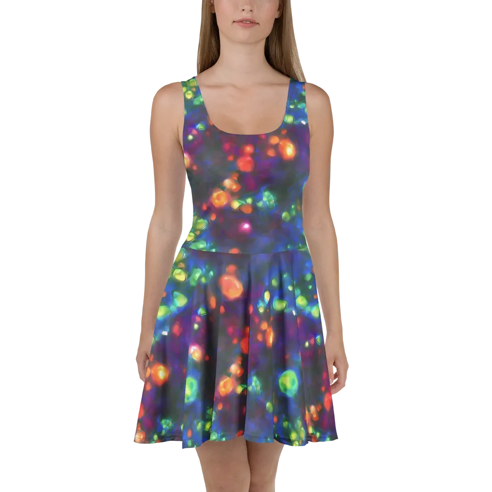 Chromatic Embers on Skater Dress — Front