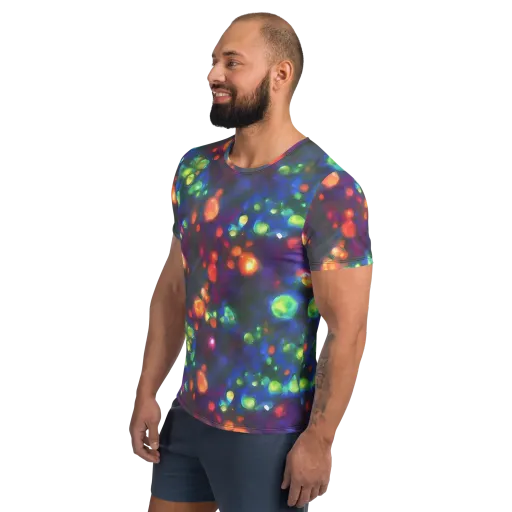 Chromatic Embers on a Men's Athletic T-Shirt