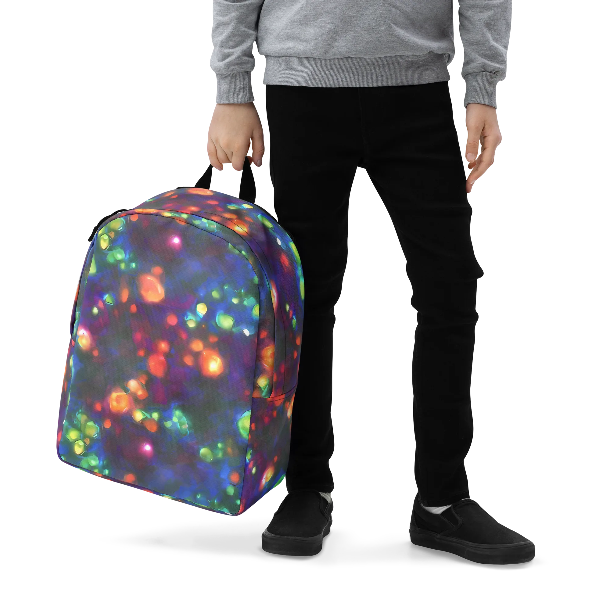 Chromatic Embers on Minimalist Backpack — Zoomed-in