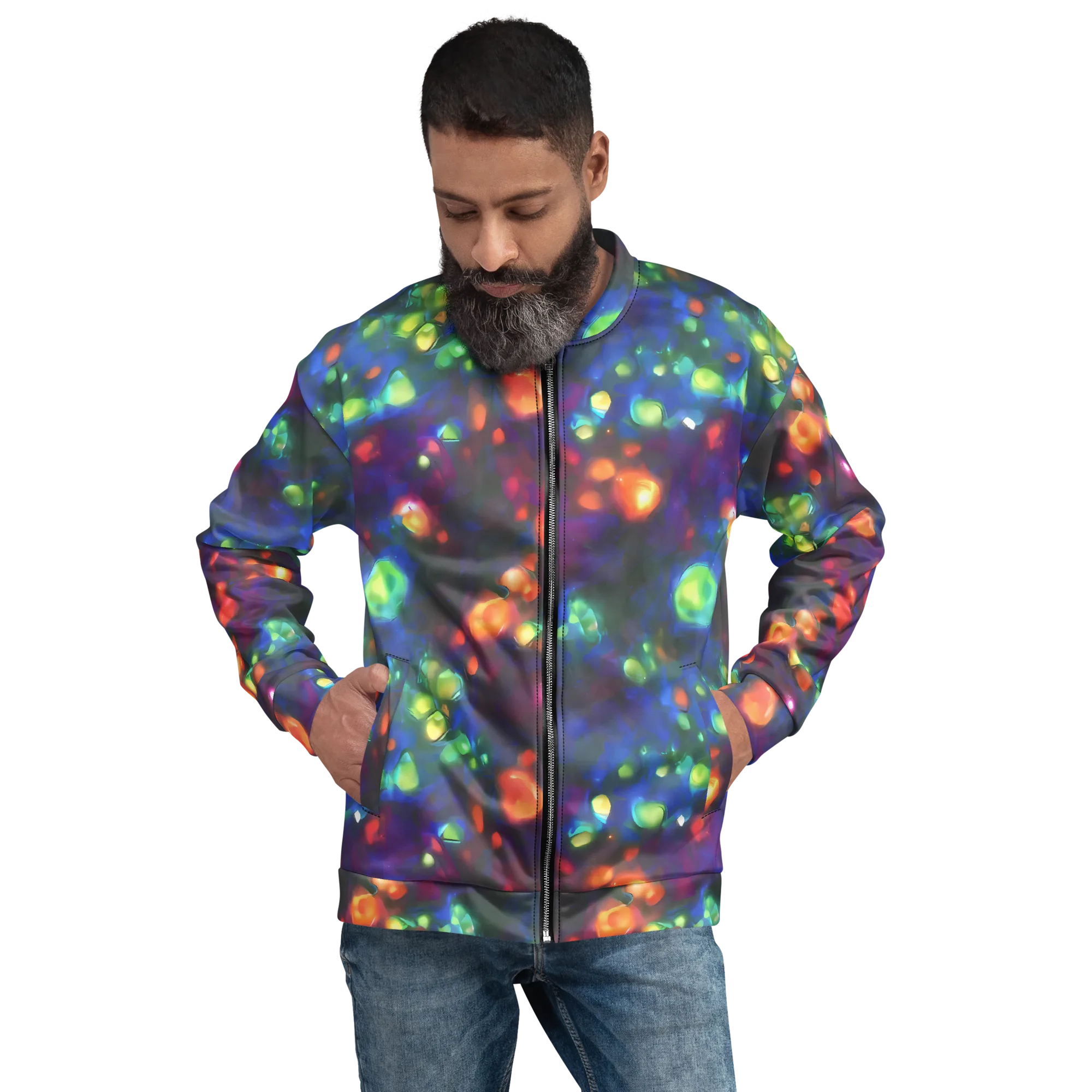 Chromatic Embers on Bomber Jacket — Front