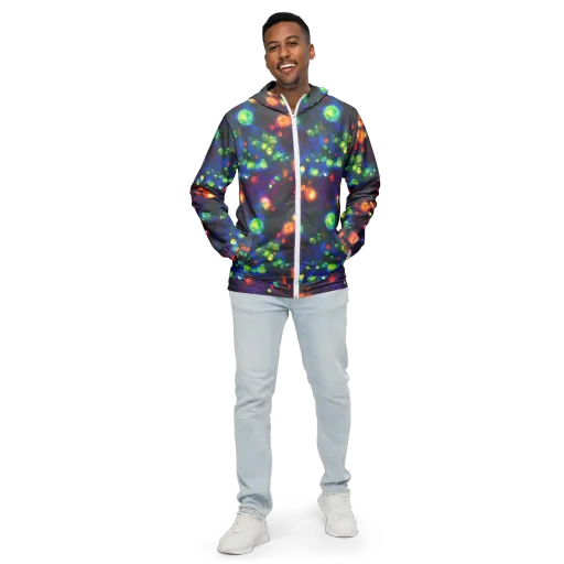 Chromatic Embers on a Men's Windbreaker