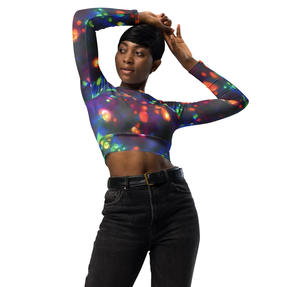 Chromatic Embers on Long Sleeve Crop Top — Front