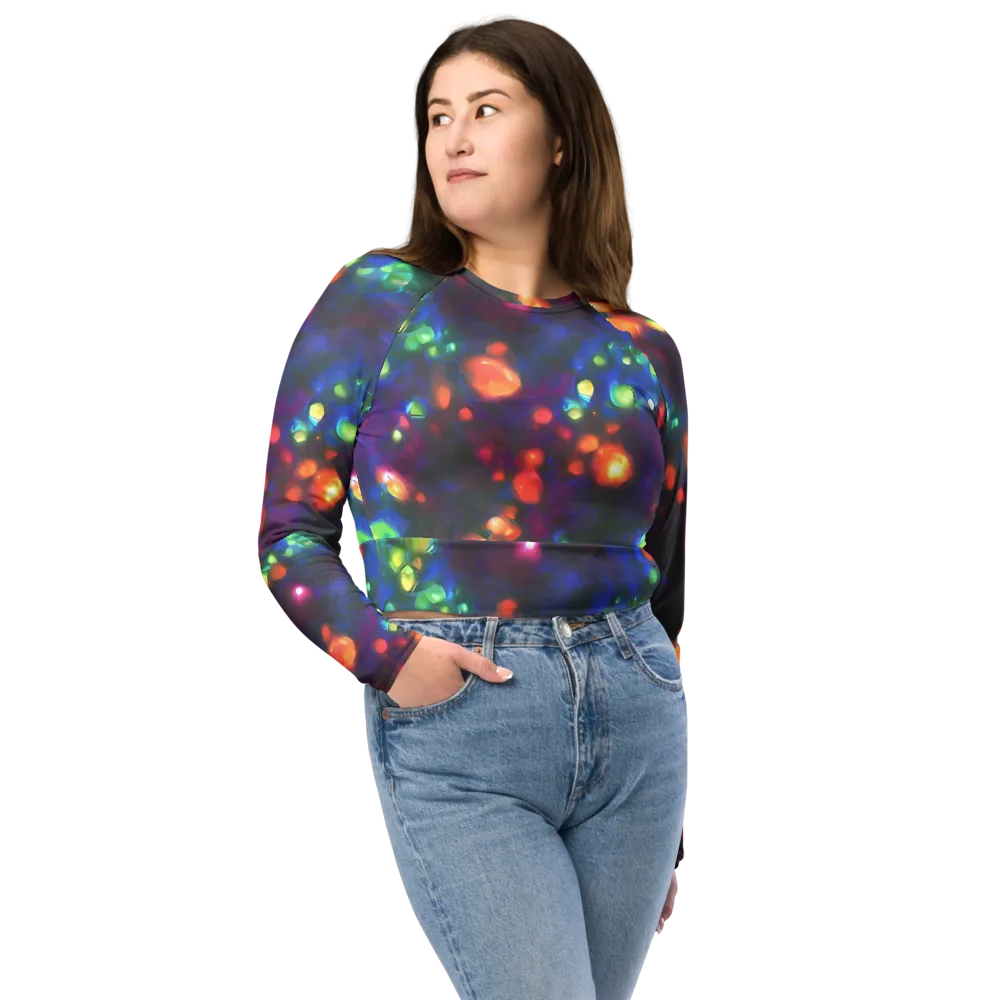Chromatic Embers on Long Sleeve Crop Top — Front