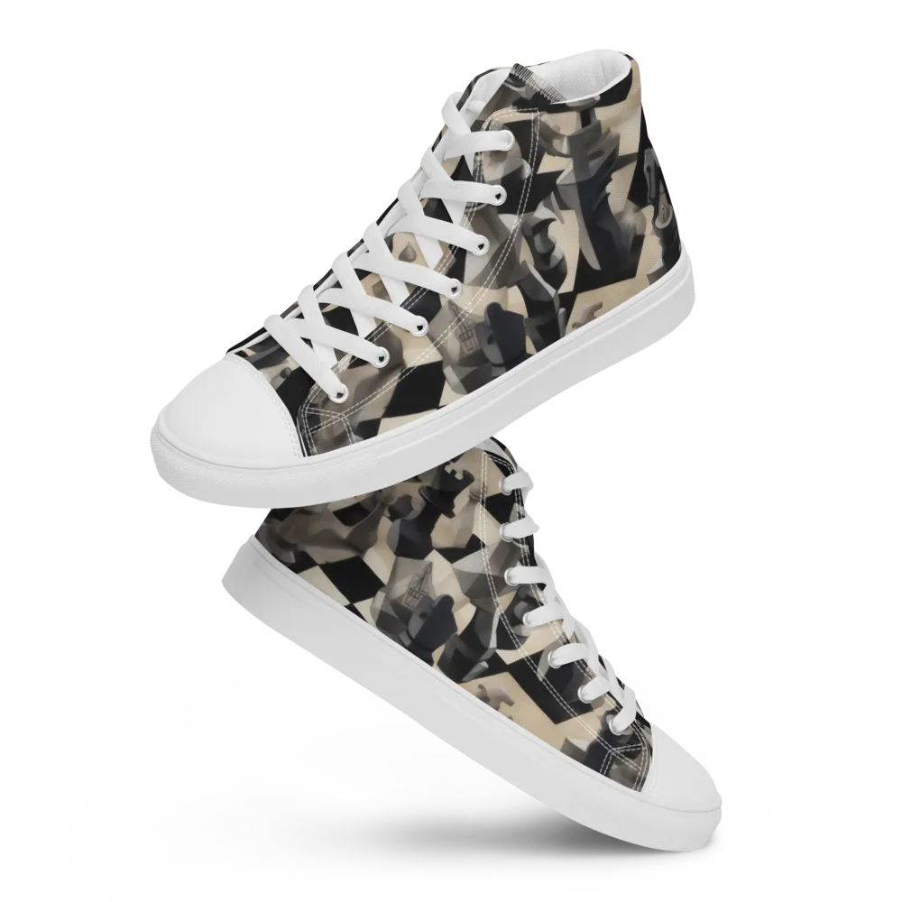 Checkmate Nocturne on Men's High Top Canvas Shoes — Front