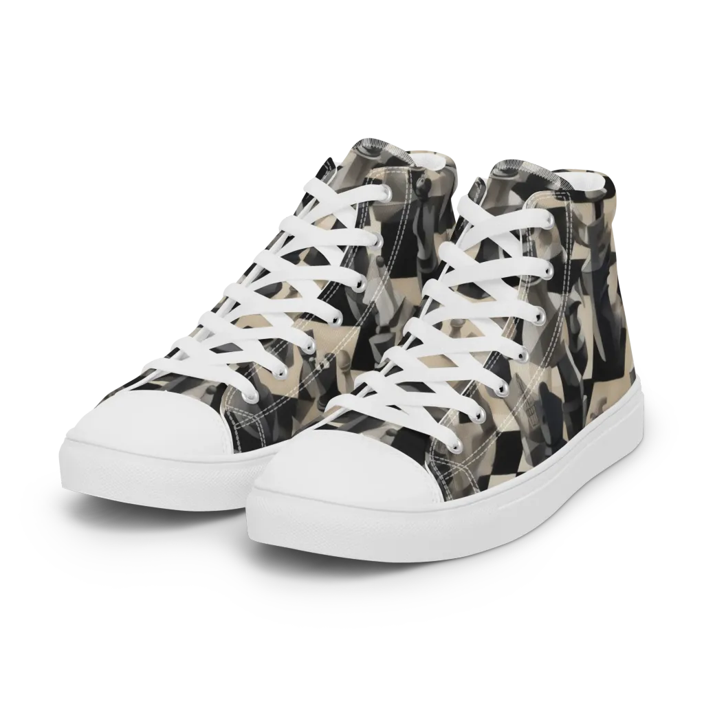Checkmate Nocturne on Women's High Top Canvas Shoes — Left Front