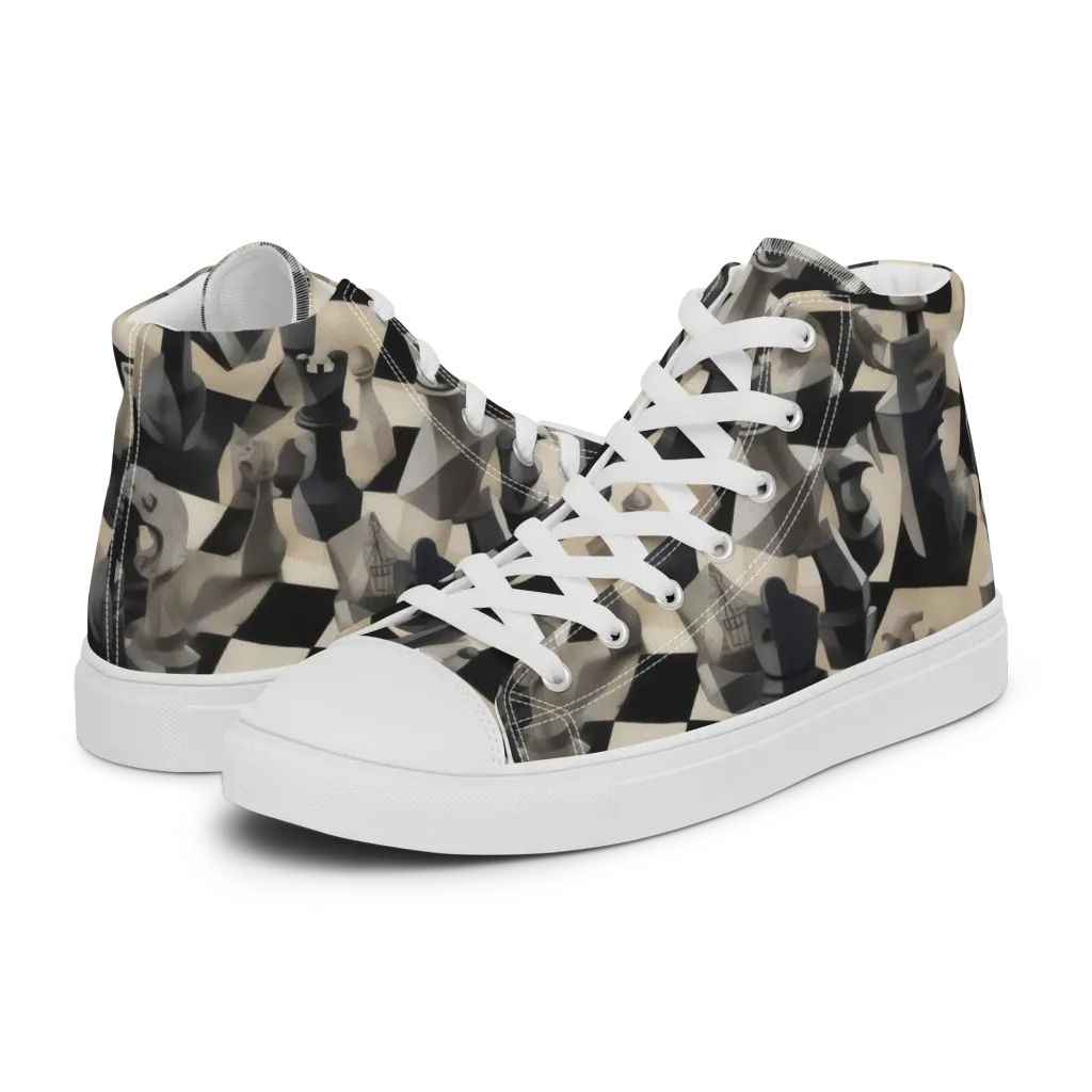 Checkmate Nocturne on Women's High Top Canvas Shoes — Left