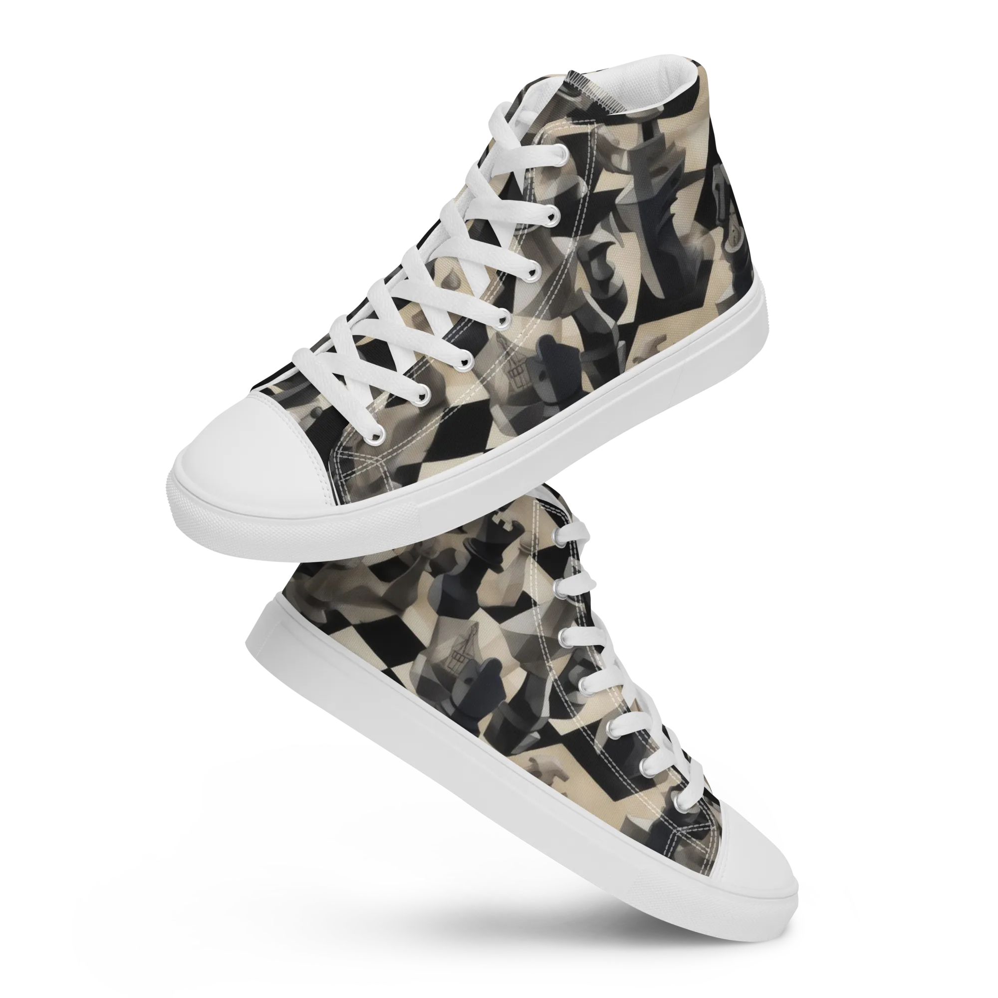 Checkmate Nocturne on Women's High Top Canvas Shoes — Front