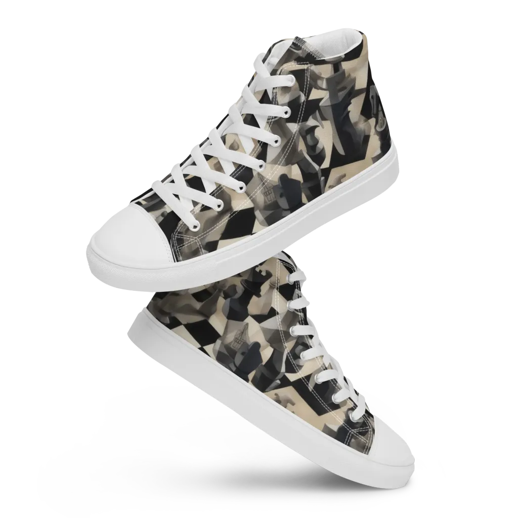 Checkmate Nocturne on Women's High Top Canvas Shoes — Front
