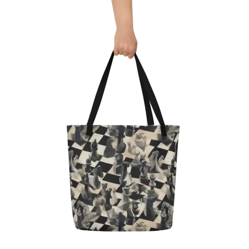 Checkmate Nocturne on a Large Tote Bag W/ Pocket