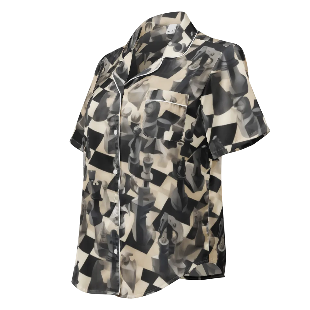 Checkmate Nocturne on Women's Short Sleeve Pajama Top — Left Front