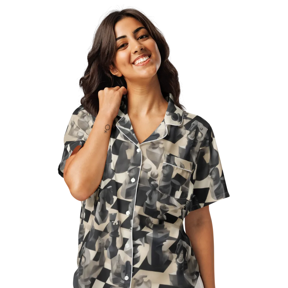 Checkmate Nocturne on Women's Short Sleeve Pajama Top — Front
