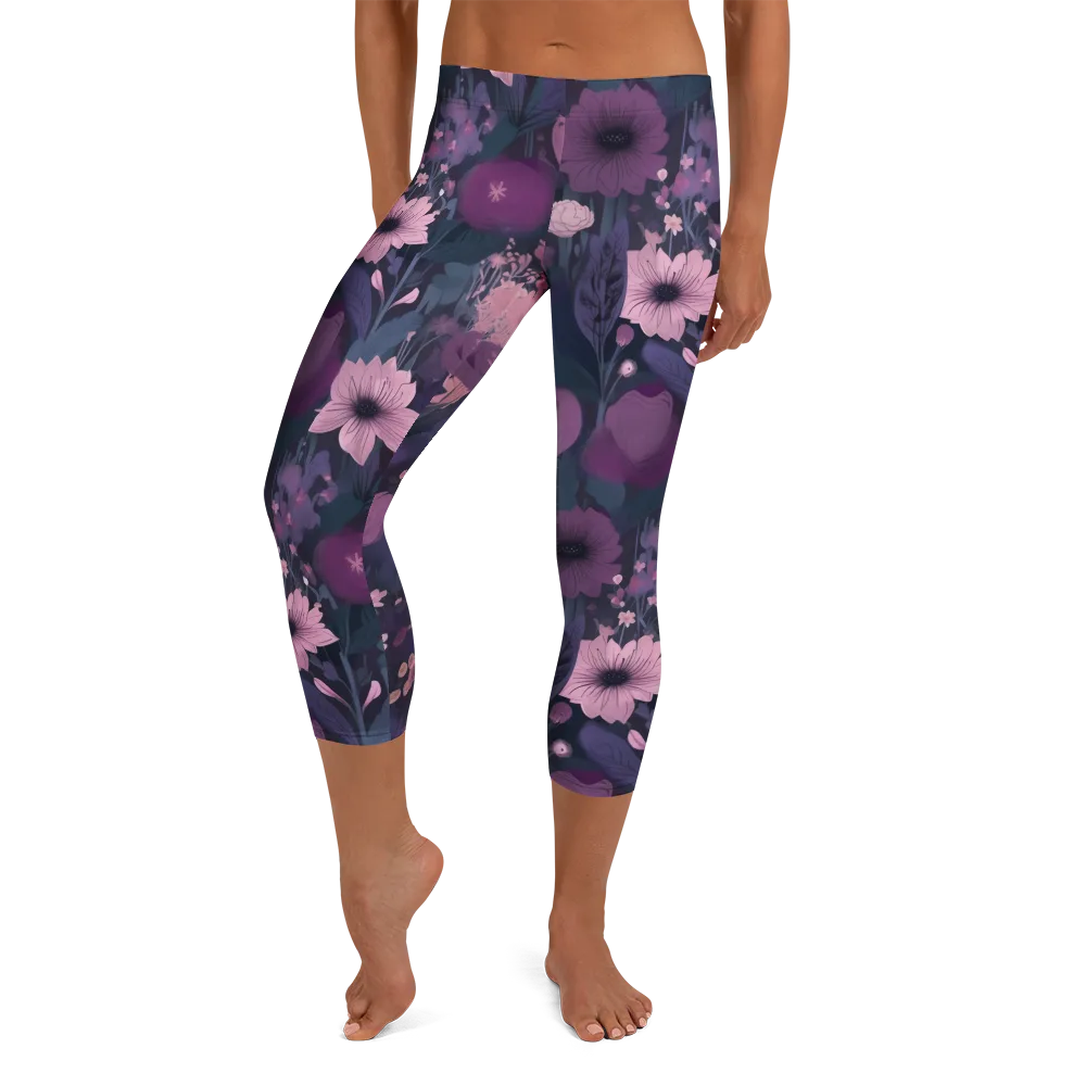 Afterdark Florals on Capri Leggings — Front