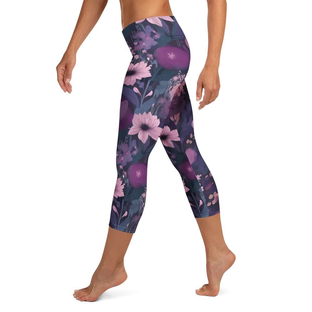 Afterdark Florals on Capri Leggings — Left