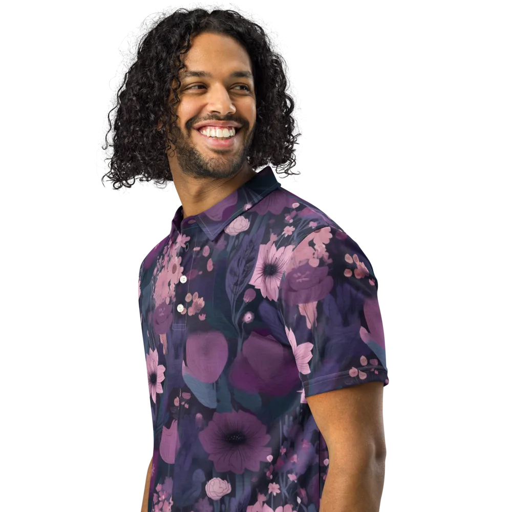 Afterdark Florals on Men's Slim Fit Polo Shirt — Left Front