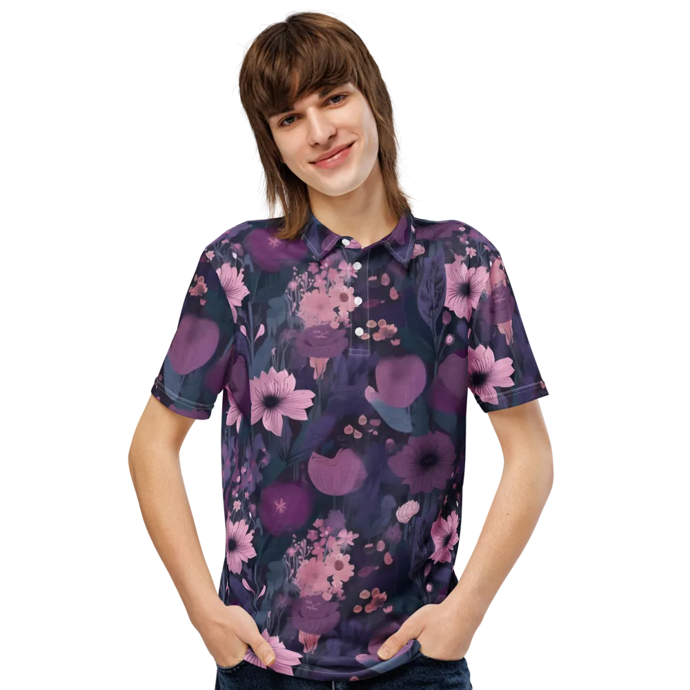 Afterdark Florals on Men's Slim Fit Polo Shirt — Front