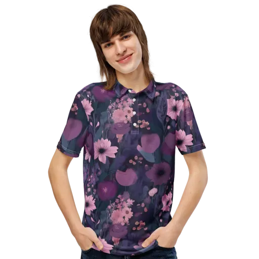 Afterdark Florals on a Men's Slim Fit Polo Shirt