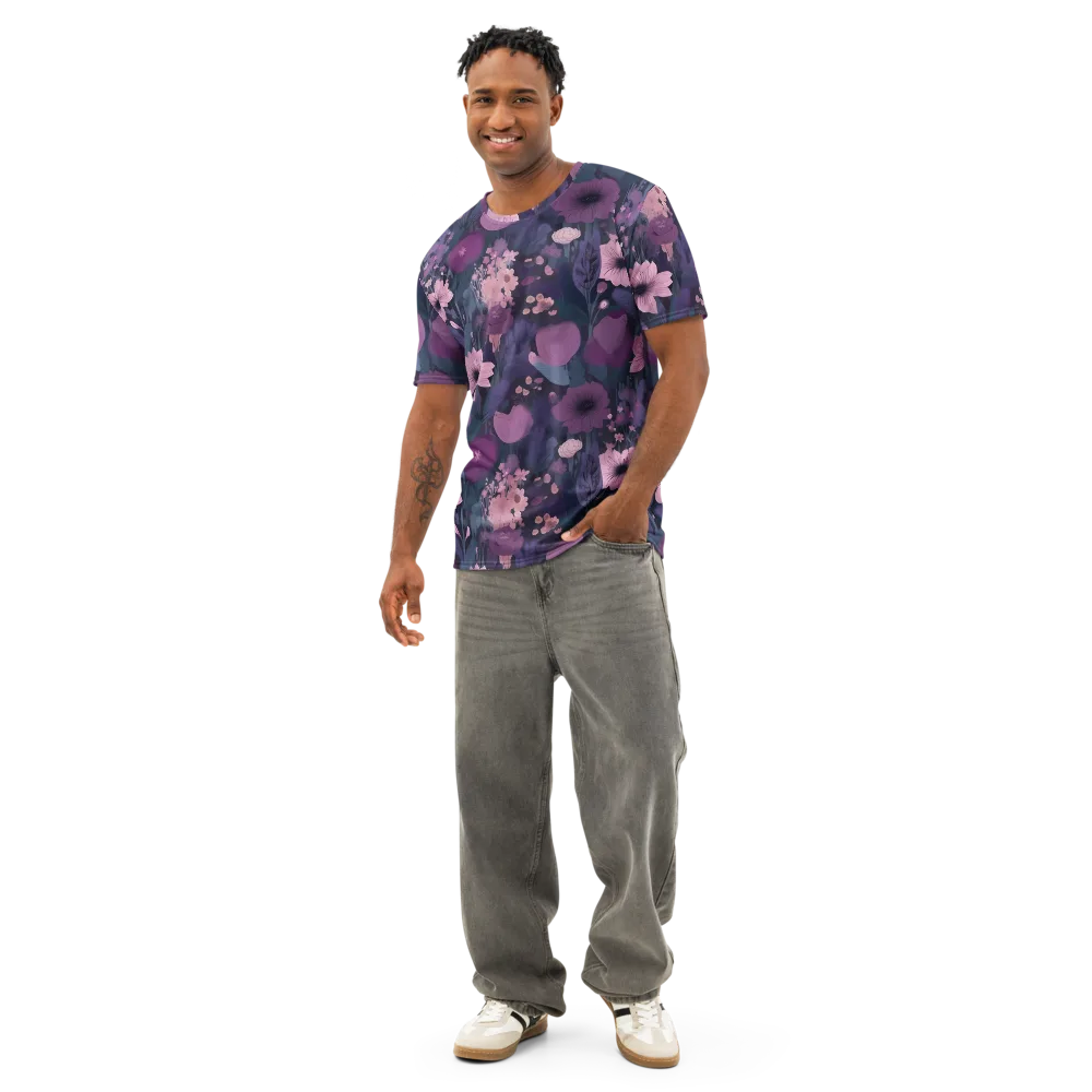 Afterdark Florals on Men's Cotton Crew Neck T-Shirt — Front