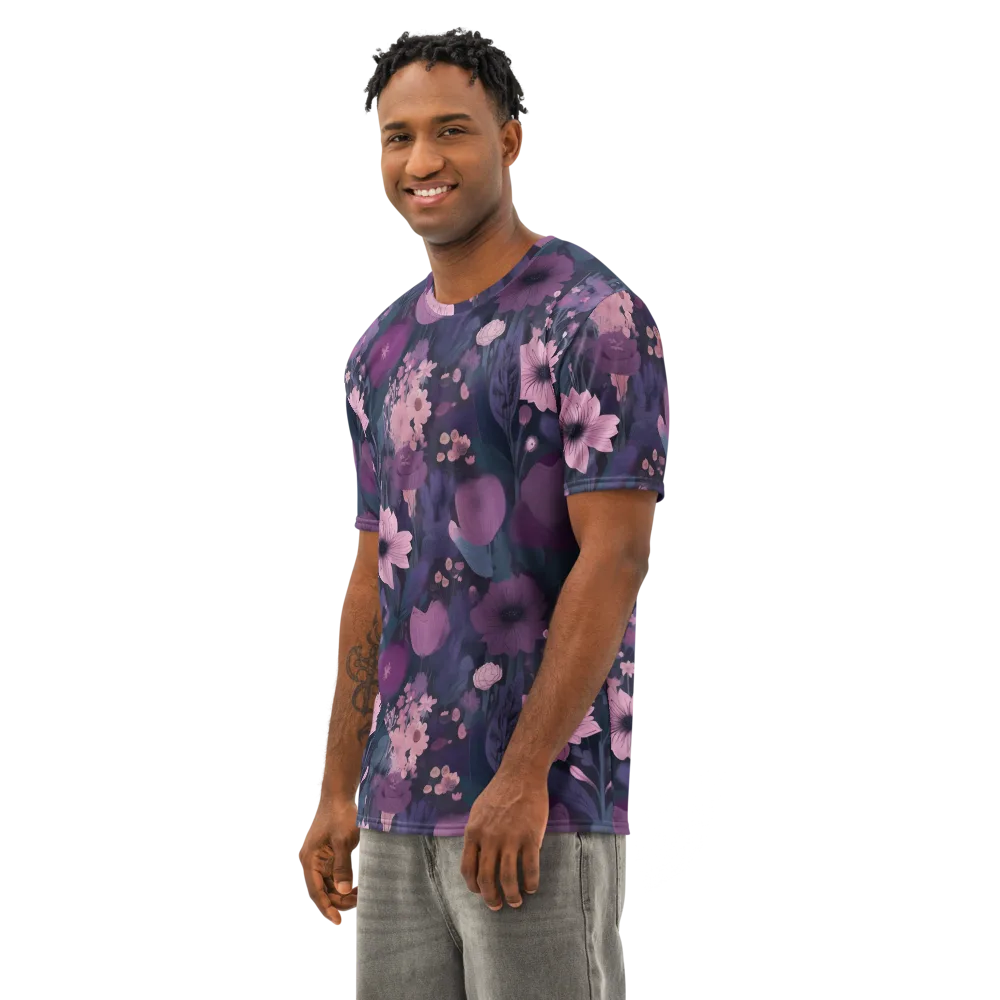 Afterdark Florals on Men's Cotton Crew Neck T-Shirt — Left Front
