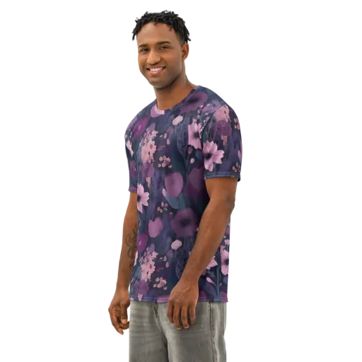 Afterdark Florals on a Men's Cotton Crew Neck T-Shirt