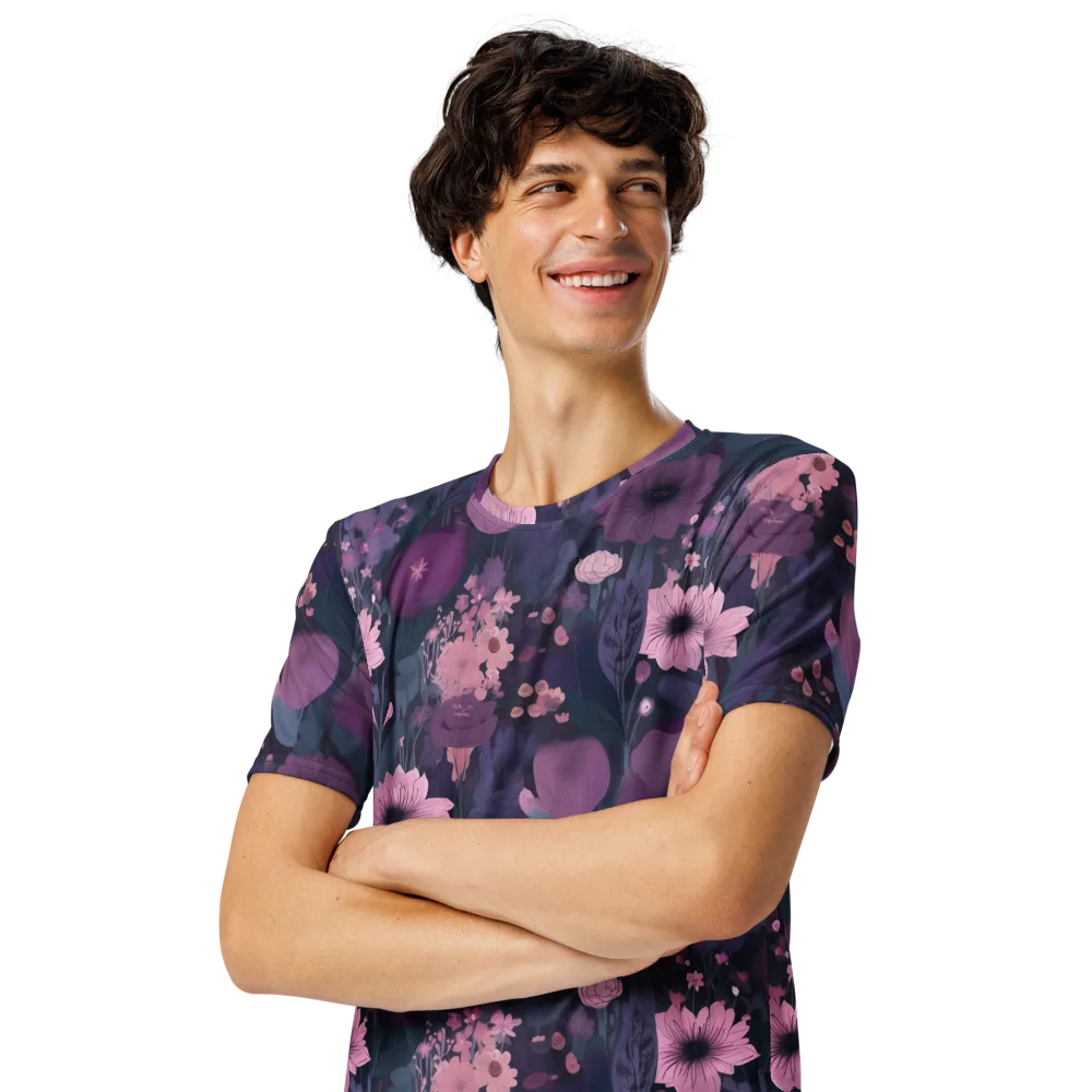 Afterdark Florals on Men's Crew Neck T-Shirt — Left Front