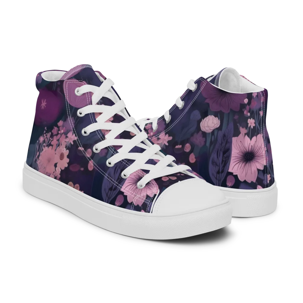 Afterdark Florals on Men's High Top Canvas Shoes — Right