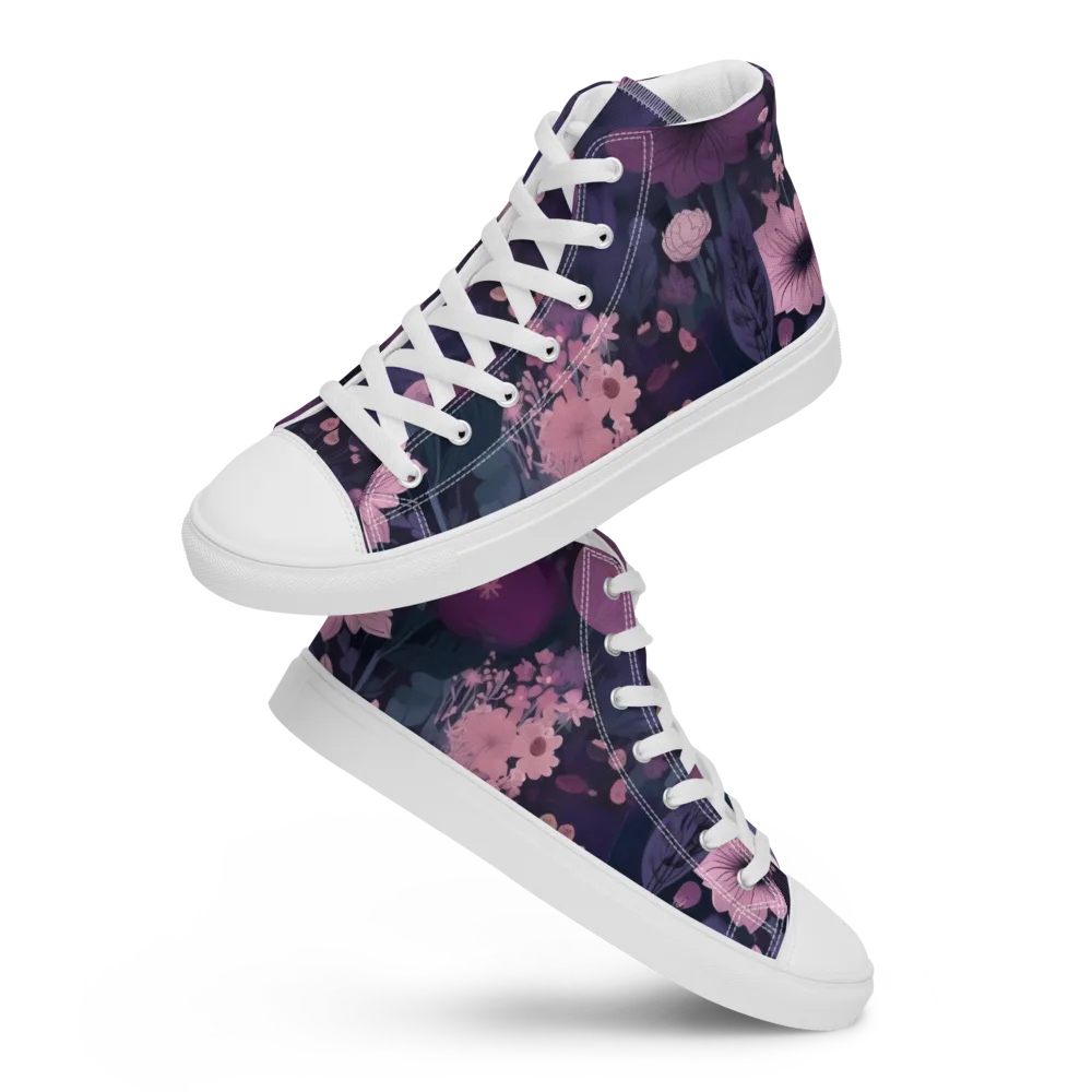 Afterdark Florals on Men's High Top Canvas Shoes — Front