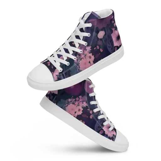 Afterdark Florals on a Men's High Top Canvas Shoes