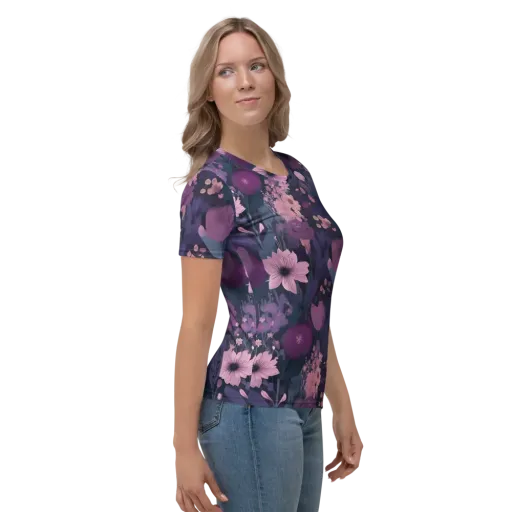 Afterdark Florals on a Women's Crew Neck T-Shirt