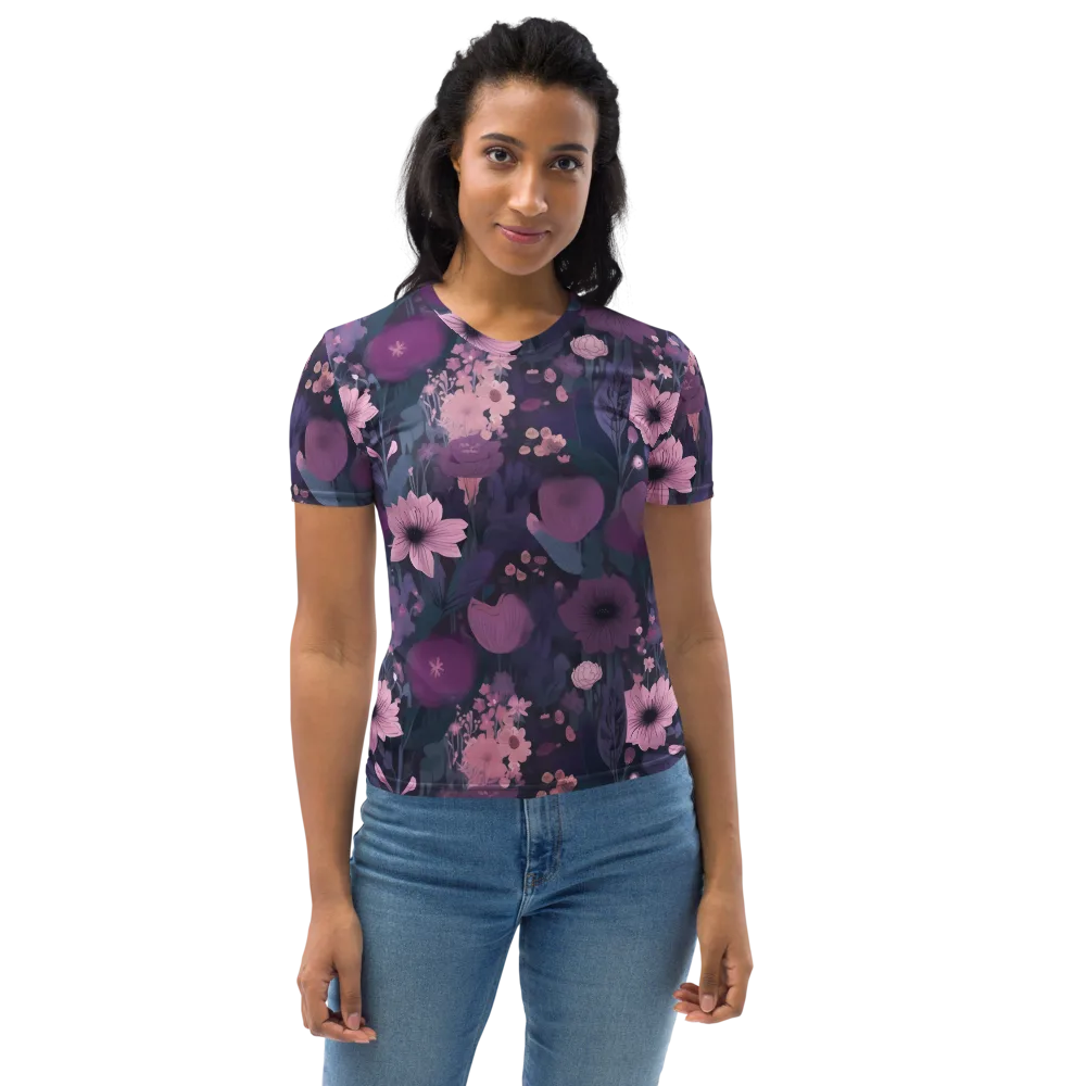 Afterdark Florals on Women's Crew Neck T-Shirt — Front