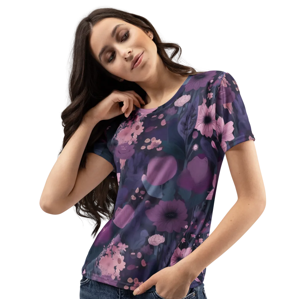 Afterdark Florals on Women's Crew Neck T-Shirt — Left Front