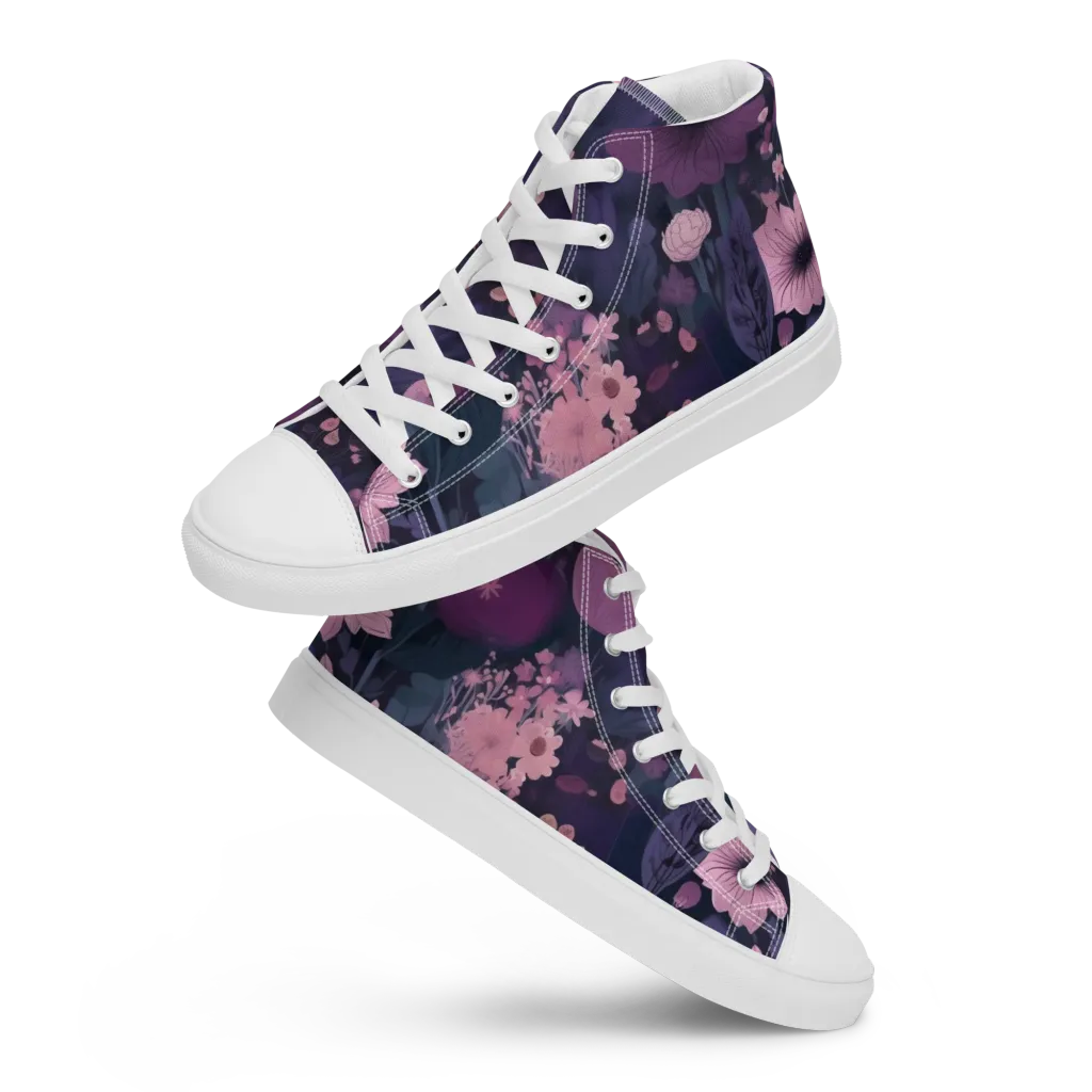Afterdark Florals on Women's High Top Canvas Shoes — Front