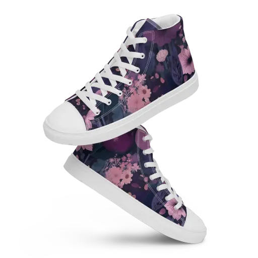 Afterdark Florals on a Women's High Top Canvas Shoes