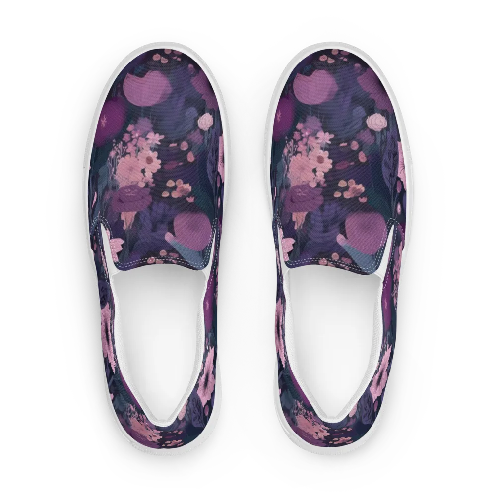 Afterdark Florals on Men's Slip-On Canvas Shoes — Front