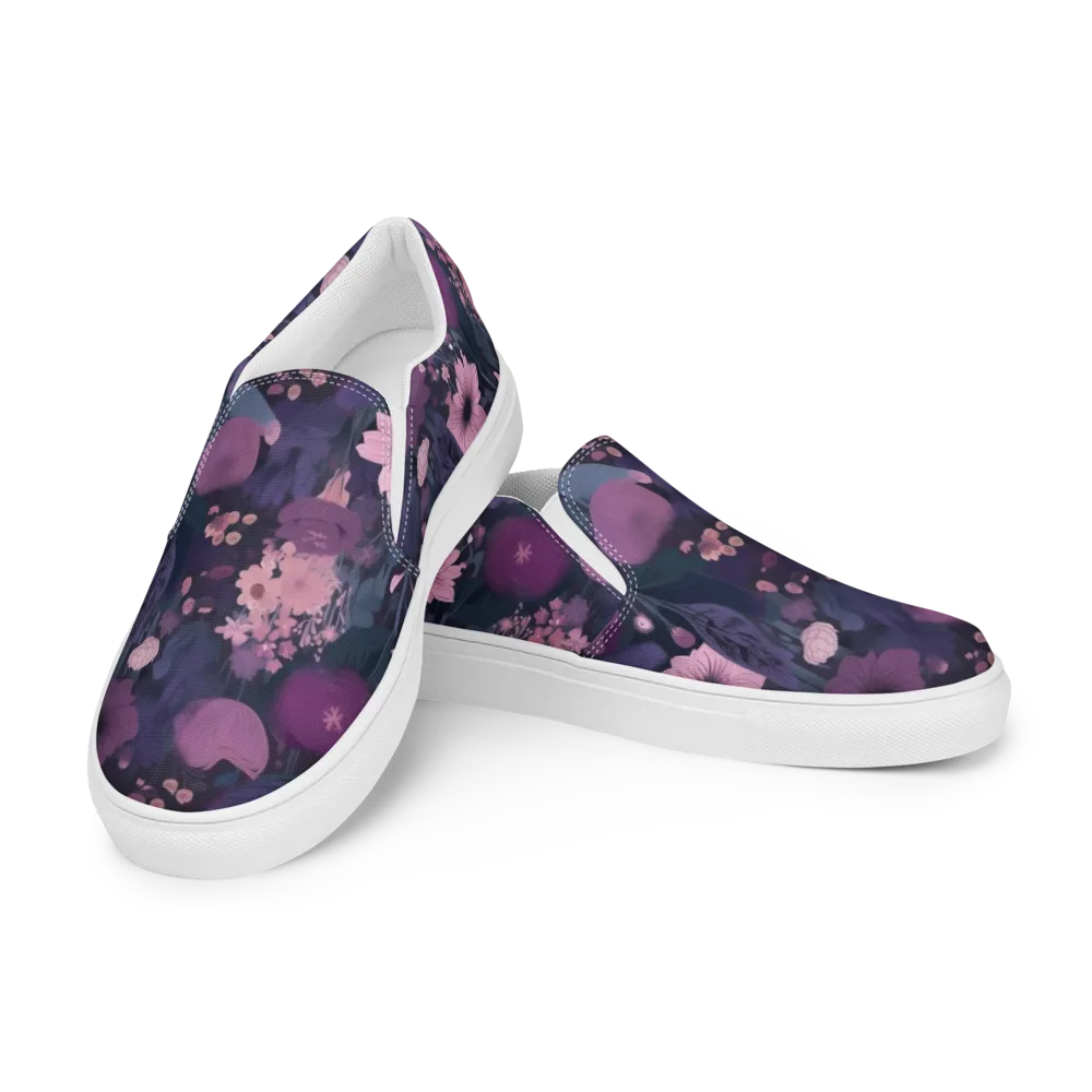 Afterdark Florals on Men's Slip-On Canvas Shoes — Left Front