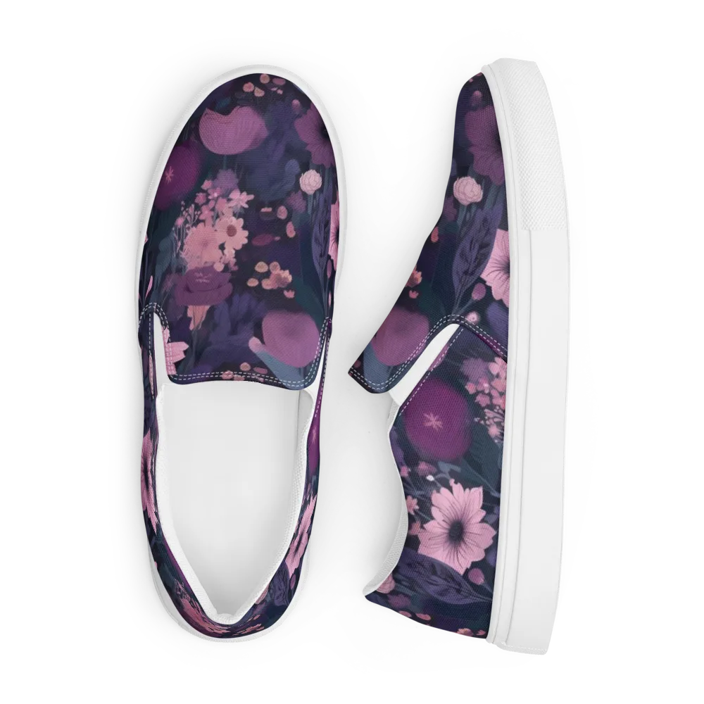 Afterdark Florals on Men's Slip-On Canvas Shoes — Front