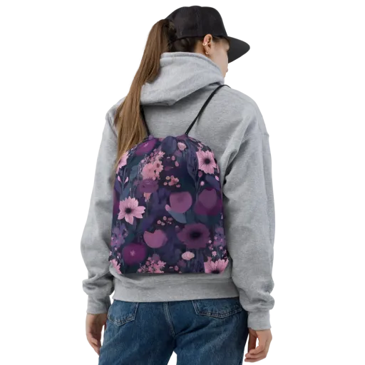 Afterdark Florals on a Drawstring Bag