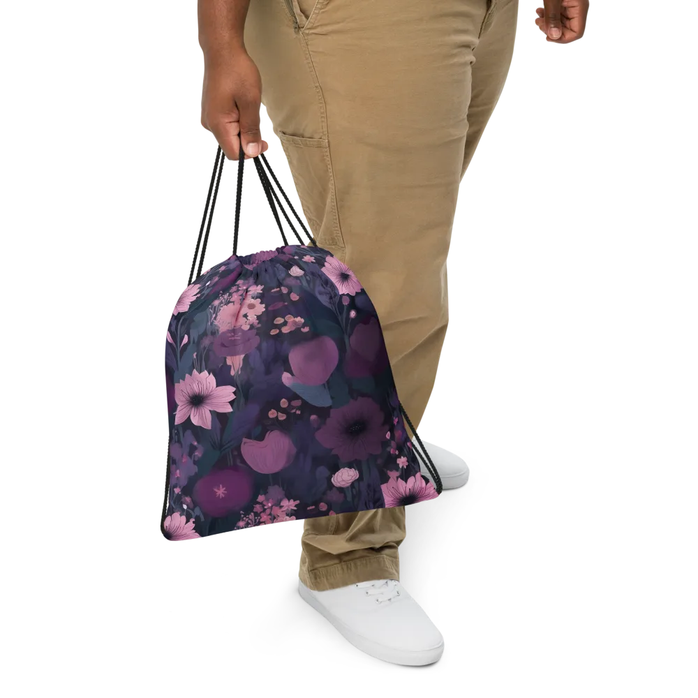 Afterdark Florals on Drawstring Bag — Front