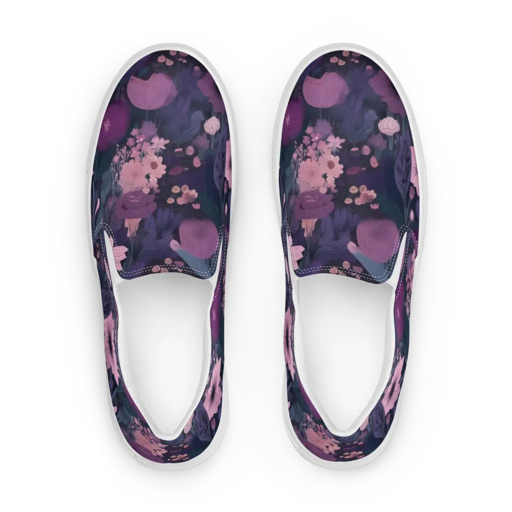 Afterdark Florals on Women's Slip-On Canvas Shoes — Front