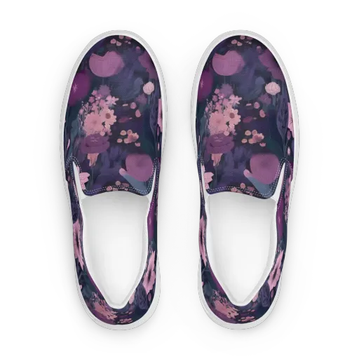 Afterdark Florals on a Women's Slip-On Canvas Shoes