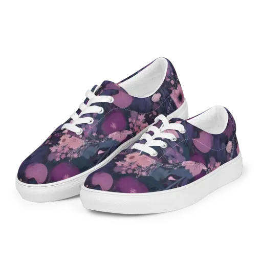 Afterdark Florals on a Men's Lace-Up Canvas Shoes