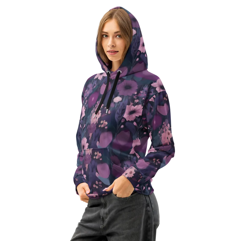 Afterdark Florals on Cotton Hoodie — Left Front
