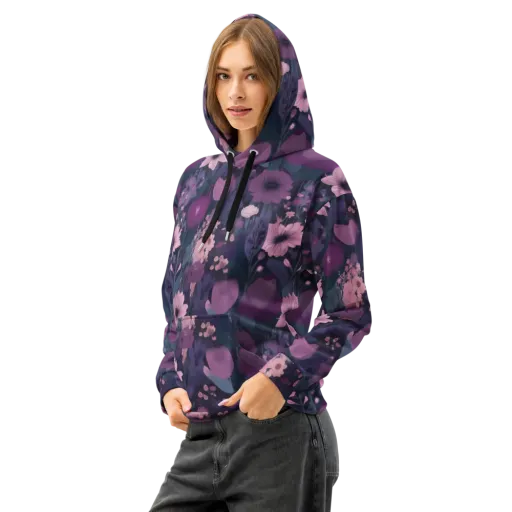 Afterdark Florals on a Cotton Hoodie