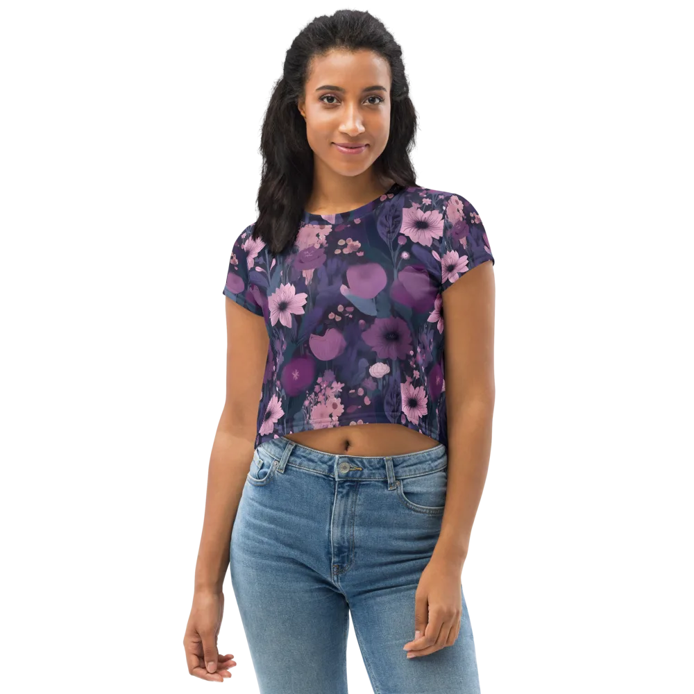 Afterdark Florals on Crop Tee — Front