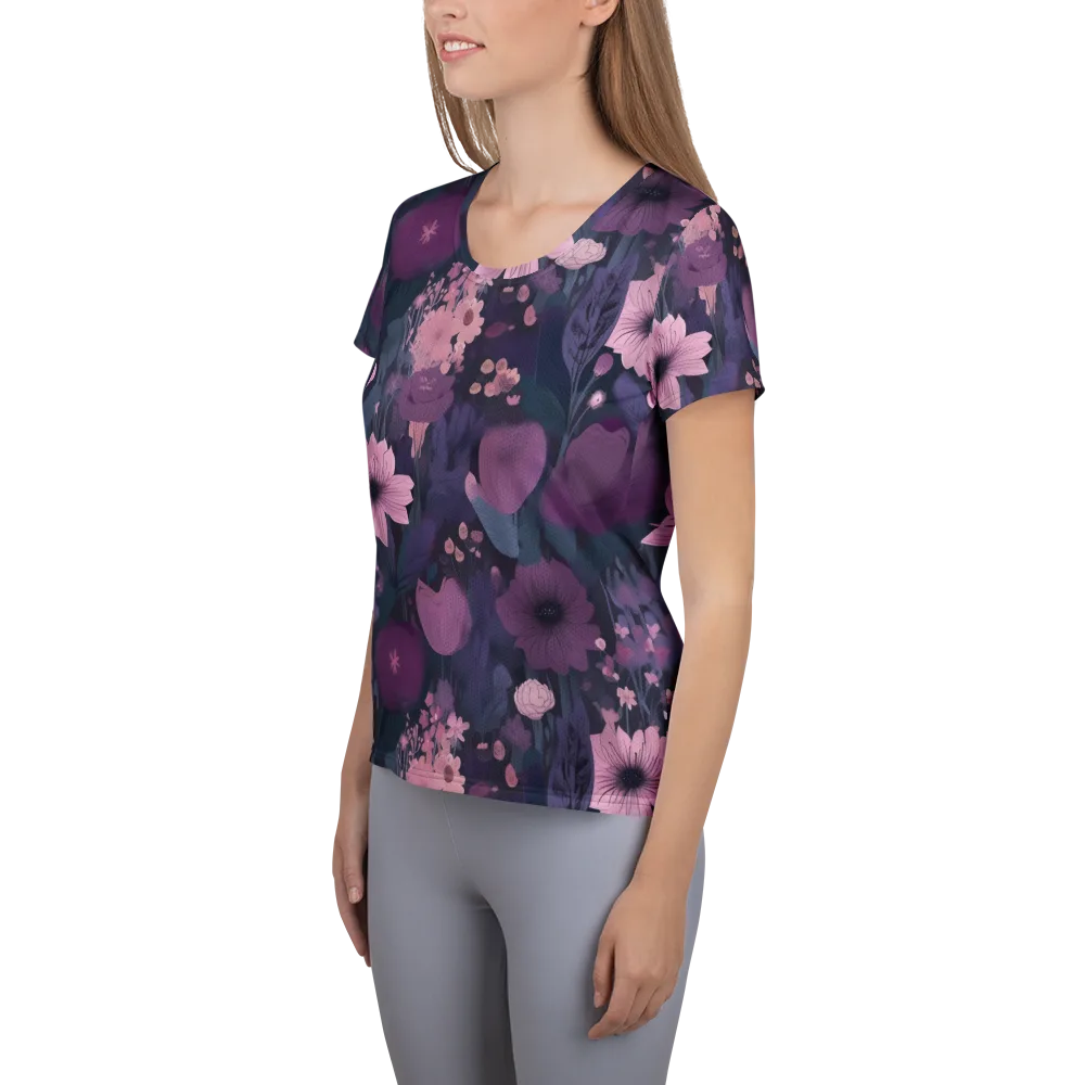 Afterdark Florals on Women's Athletic T-Shirt — Left