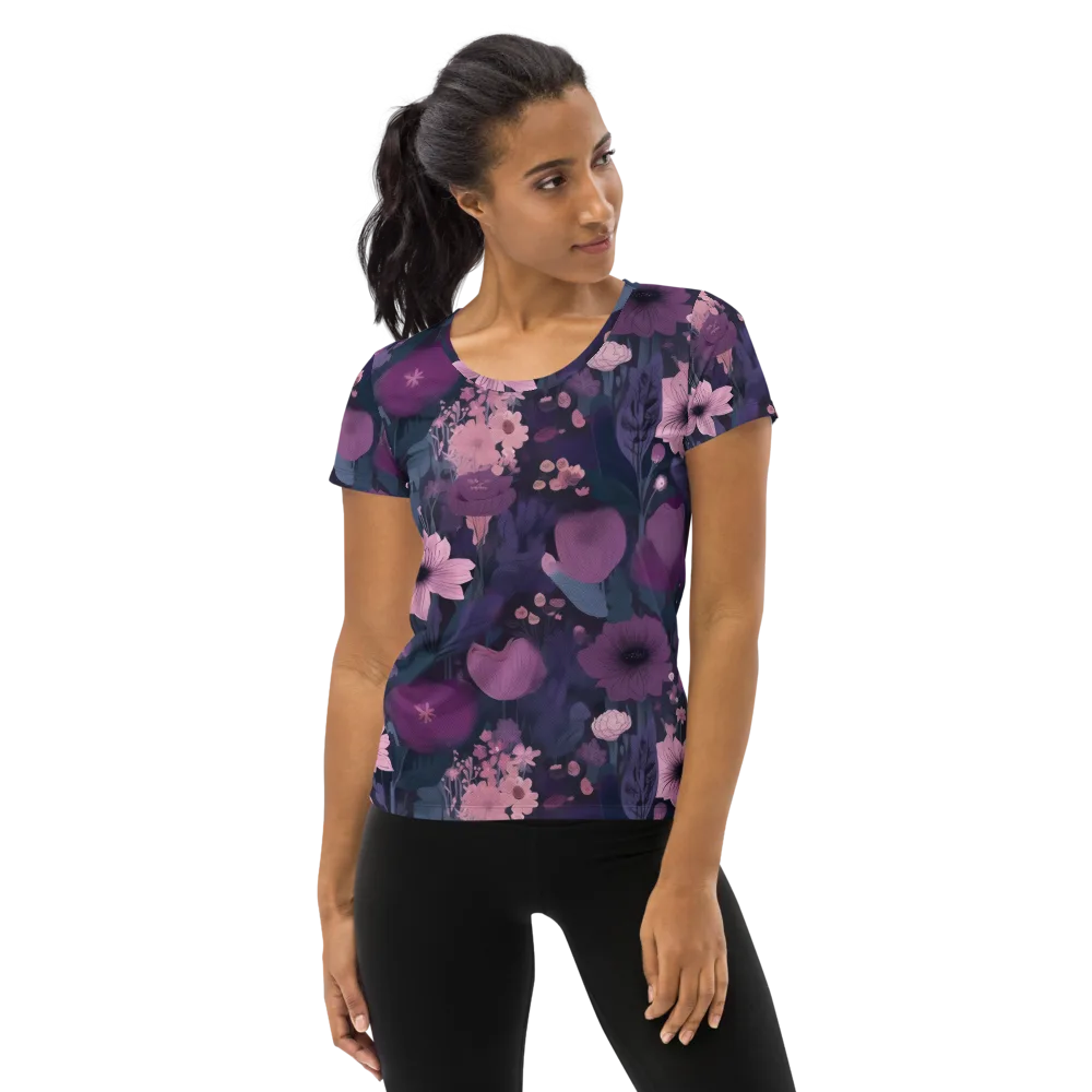 Afterdark Florals on Women's Athletic T-Shirt — Front