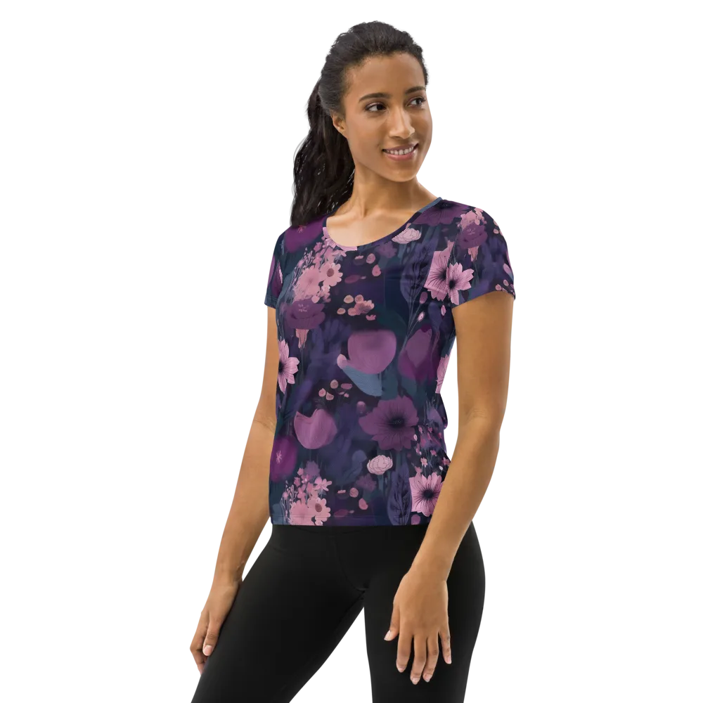 Afterdark Florals on Women's Athletic T-Shirt — Left