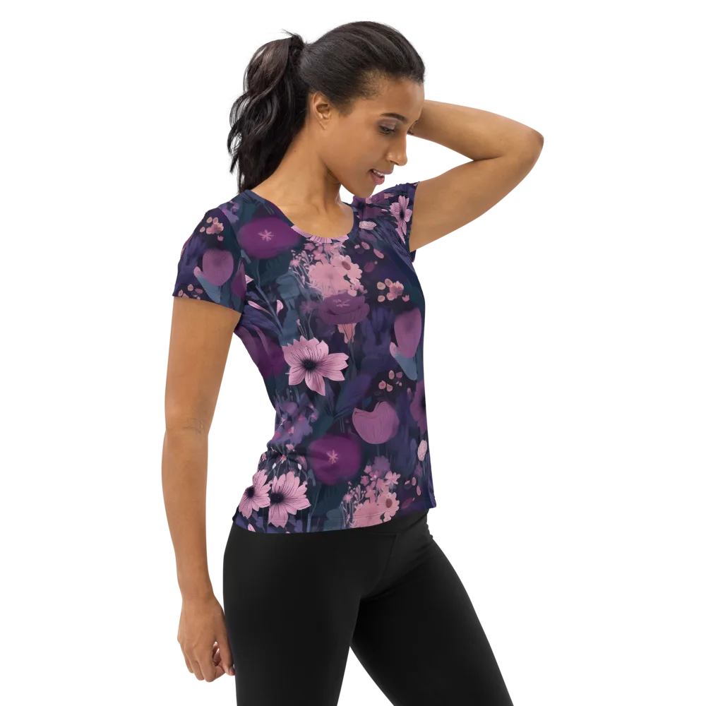 Afterdark Florals on Women's Athletic T-Shirt — Right