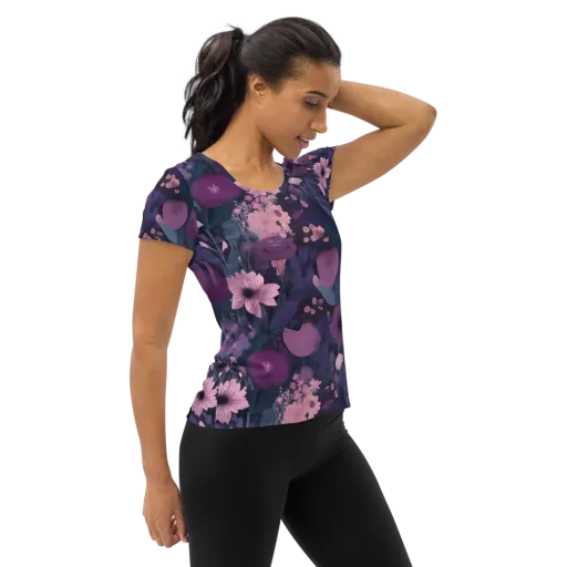 Afterdark Florals on a Women's Athletic T-Shirt
